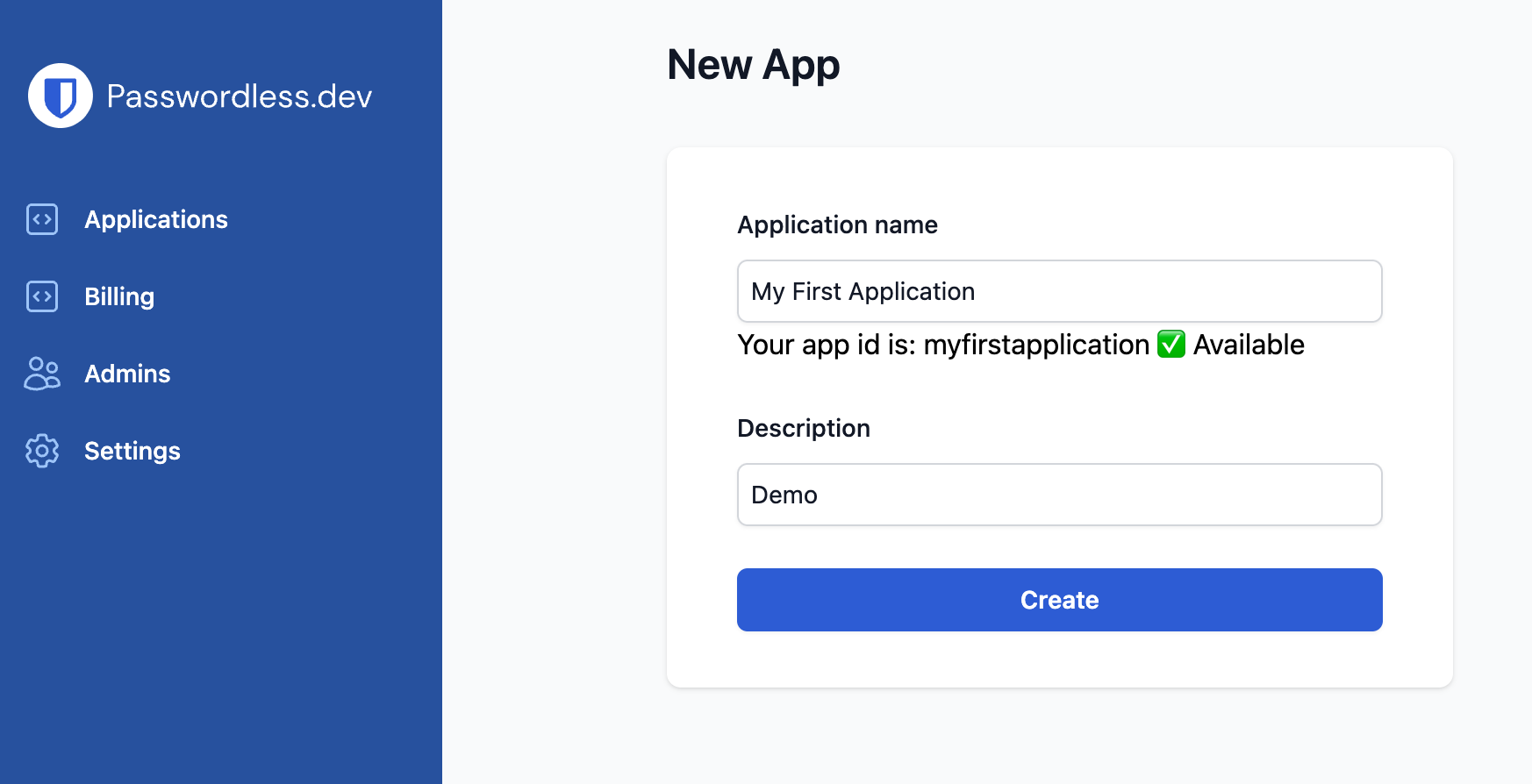 Creating a Passwordless.dev application